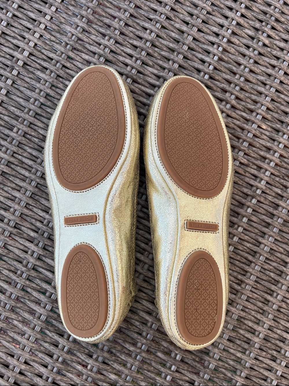 Tory Burch Gold Ballet Flats Size 9.5 - Picture 2 of 5